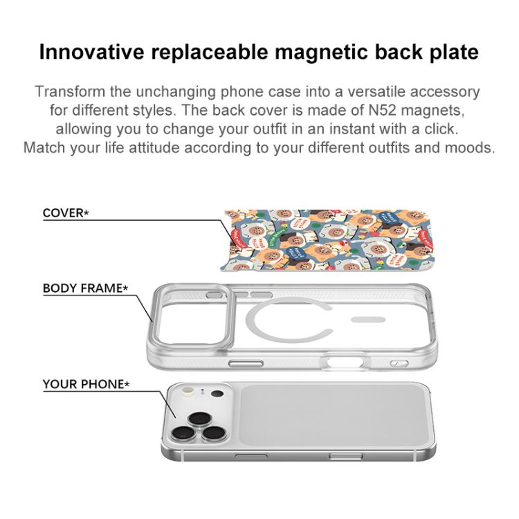 Adorabile custodia magnetica per telefono con motivo a cane vortice, For iPhone 16 Pro Max, For iPhone 16 Pro, For iPhone 16 Plus, For iPhone 16