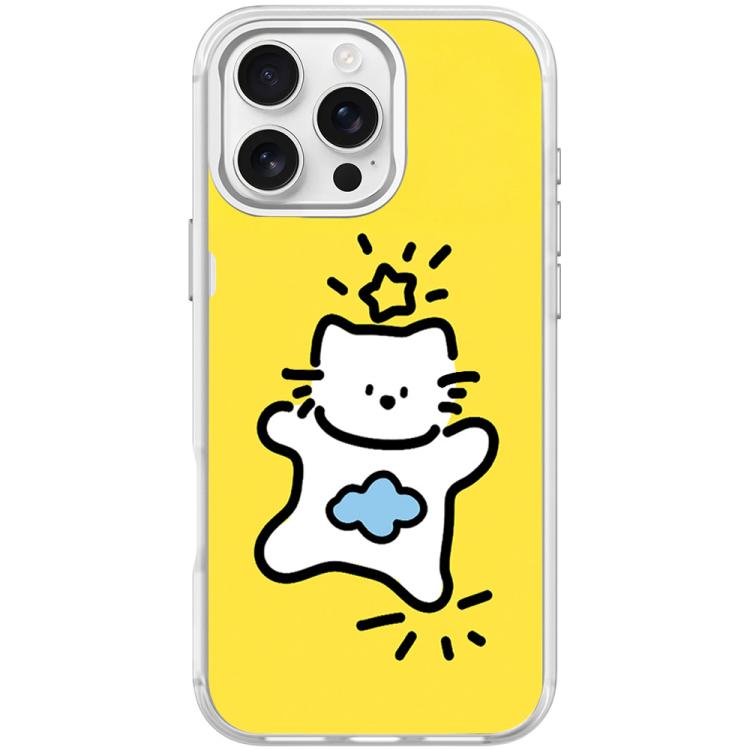 Adorabile custodia magnetica per telefono con motivo stelle, nuvole e gatti., For iPhone 16 Pro Max, For iPhone 16 Pro, For iPhone 16 Plus, For iPhone 16