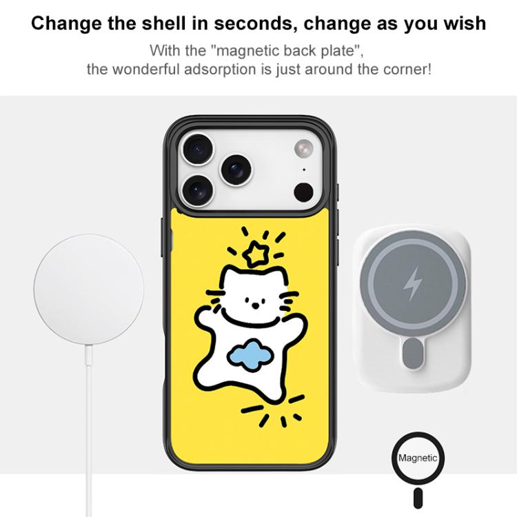 Adorabile custodia magnetica per telefono con motivo stelle, nuvole e gatti., For iPhone 16 Pro Max, For iPhone 16 Pro, For iPhone 16 Plus, For iPhone 16