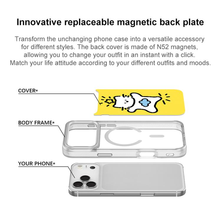 Adorabile custodia magnetica per telefono con motivo stelle, nuvole e gatti., For iPhone 15 Pro Max, For iPhone 15 Pro
