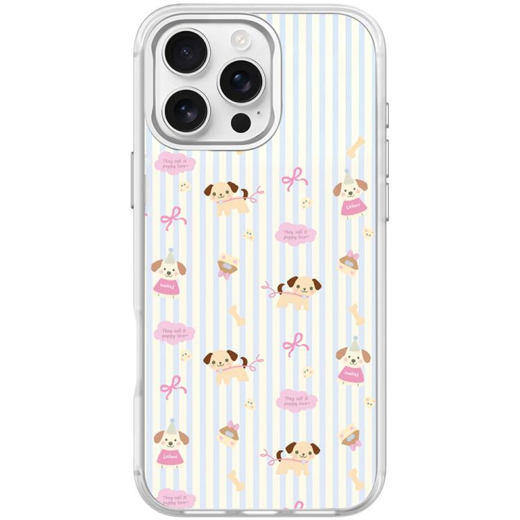 Custodia magnetica per telefono con motivo a strisce verticali e cane, For iPhone 16 Pro Max, For iPhone 16 Pro, For iPhone 15 Pro Max, For iPhone 15 Pro