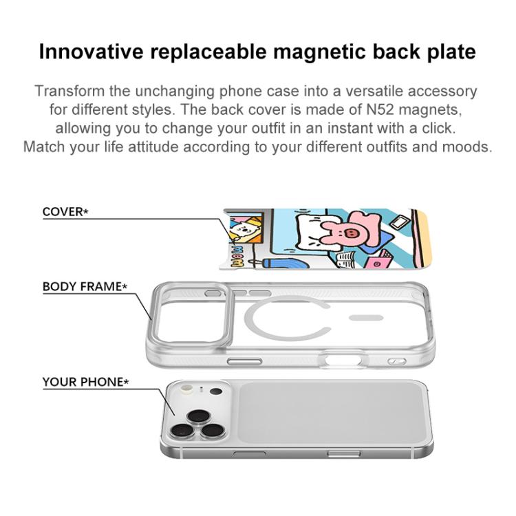 Adorabile custodia magnetica per telefono con motivo a maialino., For iPhone 16 Pro Max, For iPhone 16 Pro, For iPhone 15 Pro Max, For iPhone 15 Pro