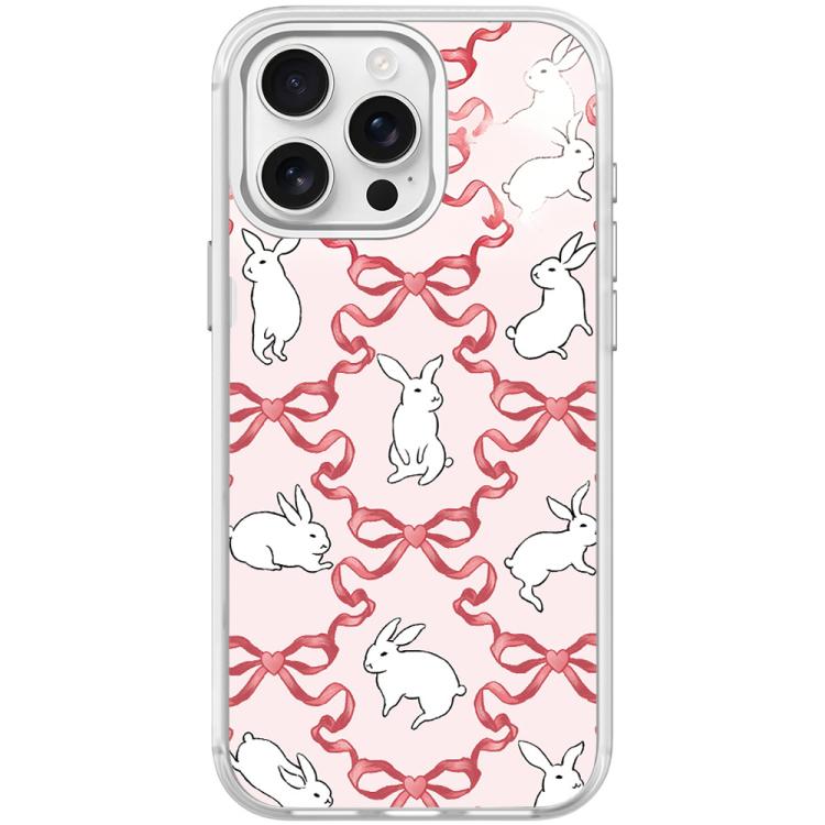 Custodia magnetica per telefono con motivo a farfalla e coniglio bianco., For iPhone 16 Pro Max, For iPhone 16 Pro, For iPhone 15 Pro Max, For iPhone 15 Pro