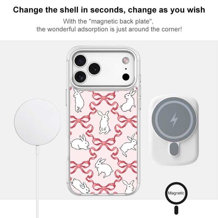 Custodia magnetica per telefono con motivo a farfalla e coniglio bianco., For iPhone 17 Pro Max, For iPhone 17 Pro, For iPhone 17, For iPhone Air