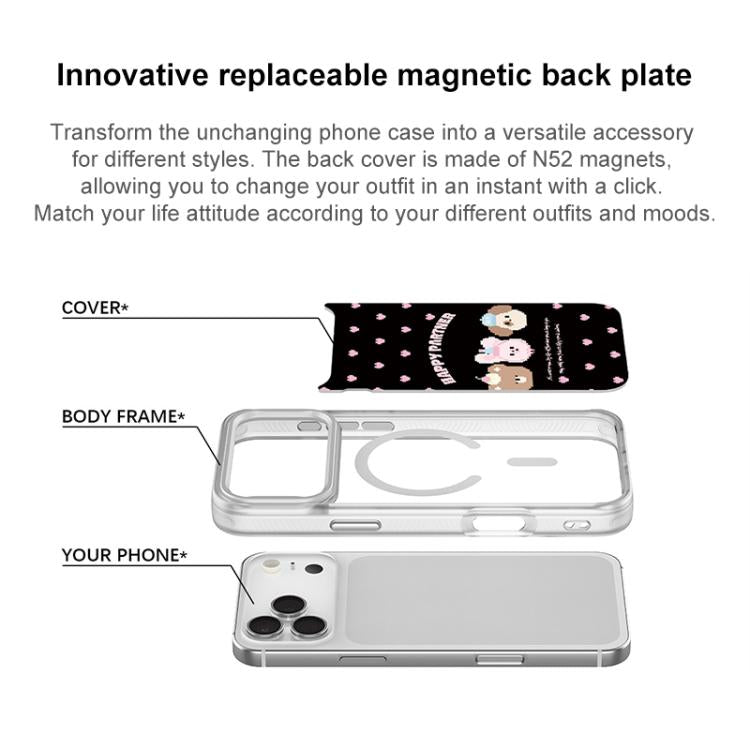 Custodia magnetica per telefono con motivo "Happy Partner", For iPhone 17 Pro Max, For iPhone 17 Pro, For iPhone 17, For iPhone Air