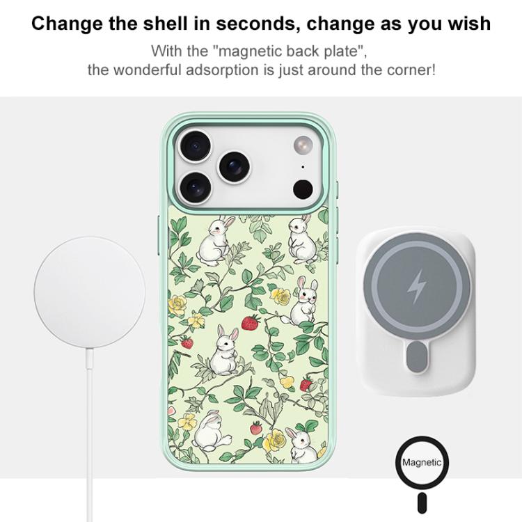 Custodia magnetica per telefono con motivo a coniglio e rami, For iPhone 16 Pro Max, For iPhone 16 Pro, For iPhone 15 Pro Max, For iPhone 15 Pro