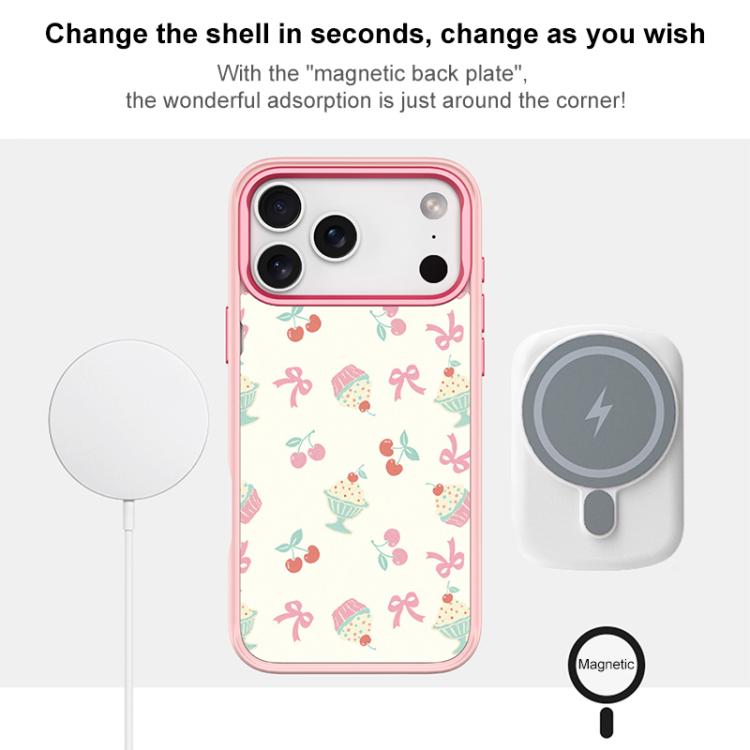 Custodia magnetica per telefono con motivo torta di ciliegie, For iPhone 16 Pro Max, For iPhone 16 Pro, For iPhone 15 Pro Max, For iPhone 15 Pro