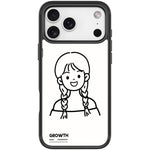 Custodia magnetica per telefono con motivo di ragazza con capelli a doppia treccia in stile schizzo, For iPhone 17 Pro Max, For iPhone 17 Pro, For iPhone 17, For iPhone Air