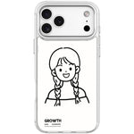 Custodia magnetica per telefono con motivo di ragazza con capelli a doppia treccia in stile schizzo, For iPhone 17 Pro Max, For iPhone 17 Pro, For iPhone 17, For iPhone Air