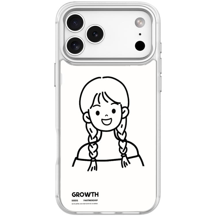 Custodia magnetica per telefono con motivo di ragazza con capelli a doppia treccia in stile schizzo, For iPhone 17 Pro Max, For iPhone 17 Pro, For iPhone 17, For iPhone Air