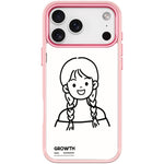 Custodia magnetica per telefono con motivo di ragazza con capelli a doppia treccia in stile schizzo, For iPhone 17 Pro Max, For iPhone 17 Pro, For iPhone 17, For iPhone Air