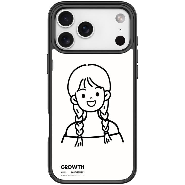 Custodia magnetica per telefono con motivo di ragazza con capelli a doppia treccia in stile schizzo, For iPhone 17 Pro Max, For iPhone 17 Pro, For iPhone 17, For iPhone Air