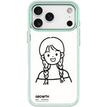 Custodia magnetica per telefono con motivo di ragazza con capelli a doppia treccia in stile schizzo, For iPhone 17 Pro Max, For iPhone 17 Pro, For iPhone 17, For iPhone Air