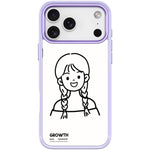Custodia magnetica per telefono con motivo di ragazza con capelli a doppia treccia in stile schizzo, For iPhone 17 Pro Max, For iPhone 17 Pro, For iPhone 17, For iPhone Air