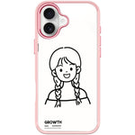 Custodia magnetica per telefono con motivo di ragazza con capelli a doppia treccia in stile schizzo, For iPhone 17 Pro Max, For iPhone 17 Pro, For iPhone 17, For iPhone Air