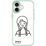 Custodia magnetica per telefono con motivo di ragazza con capelli a doppia treccia in stile schizzo, For iPhone 17 Pro Max, For iPhone 17 Pro, For iPhone 17, For iPhone Air
