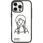 Custodia magnetica per telefono con motivo di ragazza con capelli a doppia treccia in stile schizzo, For iPhone 16 Pro Max, For iPhone 16 Pro, For iPhone 15 Pro Max, For iPhone 15 Pro