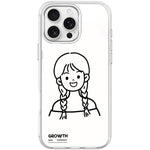 Custodia magnetica per telefono con motivo di ragazza con capelli a doppia treccia in stile schizzo, For iPhone 16 Pro Max, For iPhone 16 Pro, For iPhone 15 Pro Max, For iPhone 15 Pro