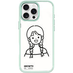 Custodia magnetica per telefono con motivo di ragazza con capelli a doppia treccia in stile schizzo, For iPhone 16 Pro Max, For iPhone 16 Pro, For iPhone 15 Pro Max, For iPhone 15 Pro