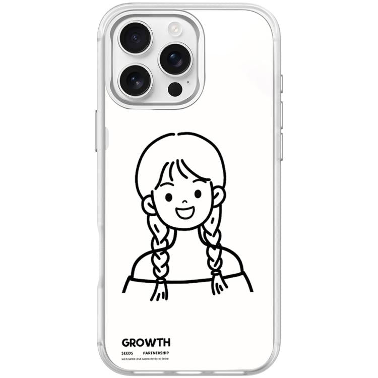 Custodia magnetica per telefono con motivo di ragazza con capelli a doppia treccia in stile schizzo, For iPhone 16 Pro Max, For iPhone 16 Pro, For iPhone 15 Pro Max, For iPhone 15 Pro