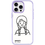 Custodia magnetica per telefono con motivo di ragazza con capelli a doppia treccia in stile schizzo, For iPhone 16 Pro Max, For iPhone 16 Pro, For iPhone 15 Pro Max, For iPhone 15 Pro