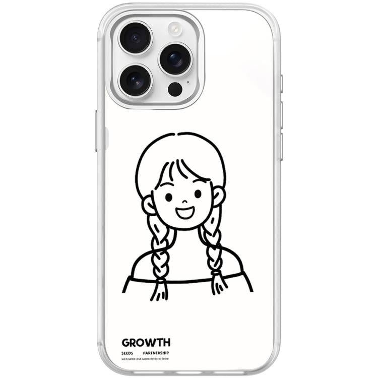 Custodia magnetica per telefono con motivo di ragazza con capelli a doppia treccia in stile schizzo, For iPhone 16 Pro Max, For iPhone 16 Pro, For iPhone 15 Pro Max, For iPhone 15 Pro