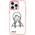 Custodia magnetica per telefono con motivo di ragazza con capelli a doppia treccia in stile schizzo, For iPhone 16 Pro Max, For iPhone 16 Pro, For iPhone 15 Pro Max, For iPhone 15 Pro