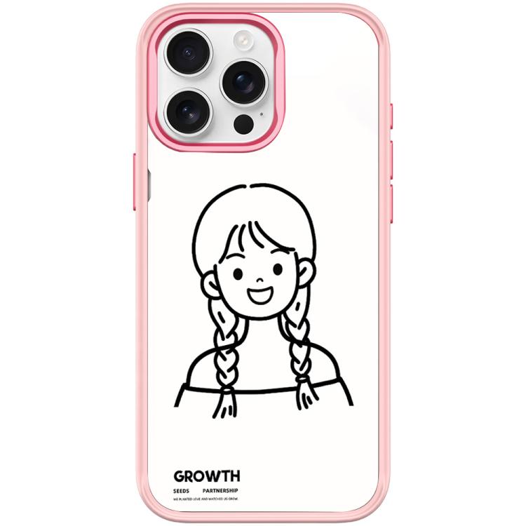 Custodia magnetica per telefono con motivo di ragazza con capelli a doppia treccia in stile schizzo, For iPhone 16 Pro Max, For iPhone 16 Pro, For iPhone 15 Pro Max, For iPhone 15 Pro