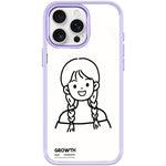 Custodia magnetica per telefono con motivo di ragazza con capelli a doppia treccia in stile schizzo, For iPhone 16 Pro Max, For iPhone 16 Pro, For iPhone 15 Pro Max, For iPhone 15 Pro