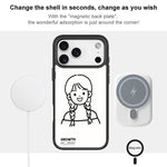 Custodia magnetica per telefono con motivo di ragazza con capelli a doppia treccia in stile schizzo, For iPhone 16 Pro Max, For iPhone 16 Pro, For iPhone 15 Pro Max, For iPhone 15 Pro