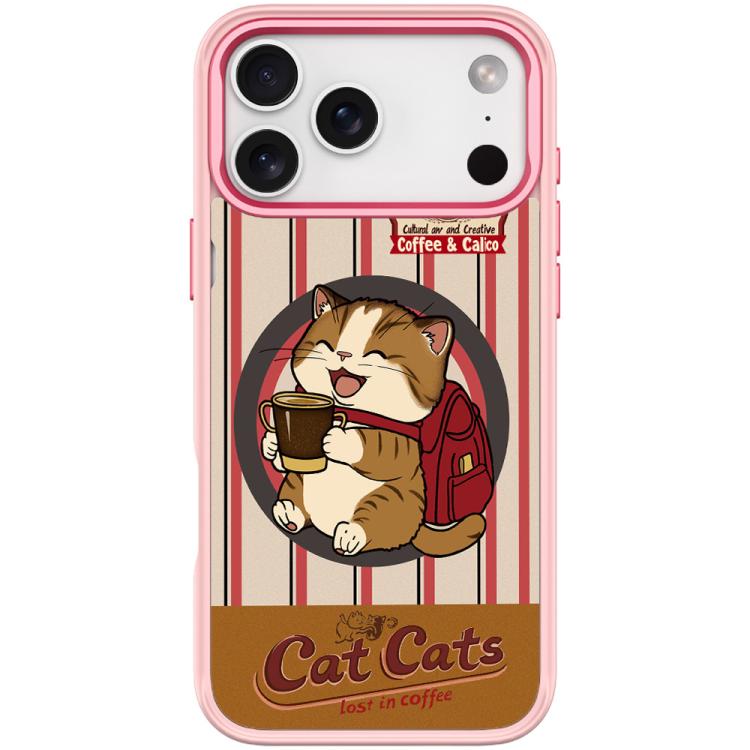 Custodia magnetica con motivo gatto e caffè per iPhone