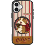 Custodia magnetica con motivo gatto e caffè per iPhone