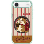 Custodia magnetica con motivo gatto e caffè per iPhone