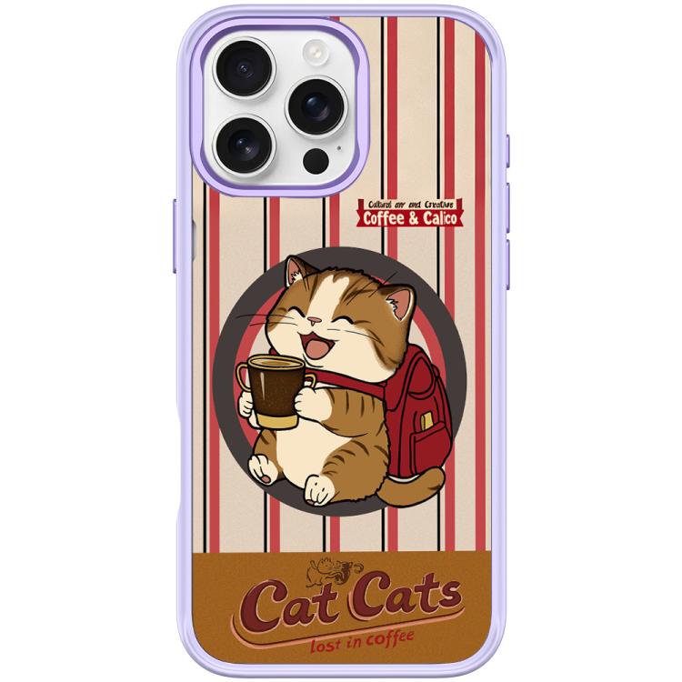 Adorabile custodia magnetica per telefono con motivo gatto e caffè., For iPhone 16 Pro Max, For iPhone 16 Pro, For iPhone 15 Pro Max, For iPhone 15 Pro