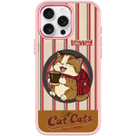 Adorabile custodia magnetica per telefono con motivo gatto e caffè., For iPhone 16 Pro Max, For iPhone 16 Pro, For iPhone 15 Pro Max, For iPhone 15 Pro
