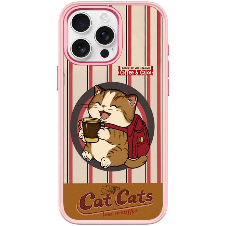 Adorabile custodia magnetica per telefono con motivo gatto e caffè., For iPhone 16 Pro Max, For iPhone 16 Pro, For iPhone 15 Pro Max, For iPhone 15 Pro