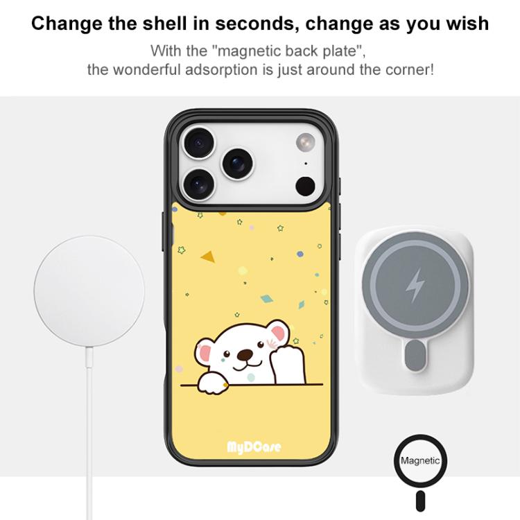 Custodia magnetica per telefono con motivo orsetto che saluta, For iPhone 16 Pro Max, For iPhone 16 Pro, For iPhone 15 Pro Max, For iPhone 15 Pro