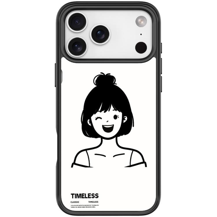 Custodia magnetica per telefono con motivo ragazza dai capelli corti in stile schizzo, For iPhone 17 Pro Max, For iPhone 17 Pro, For iPhone 17, For iPhone Air