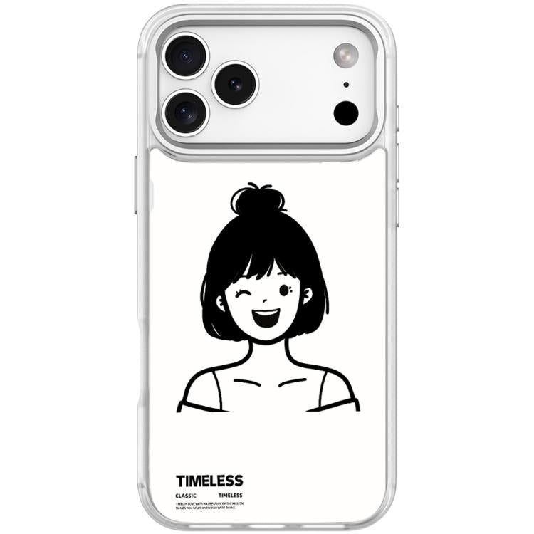 Custodia magnetica per telefono con motivo ragazza dai capelli corti in stile schizzo, For iPhone 17 Pro Max, For iPhone 17 Pro, For iPhone 17, For iPhone Air