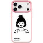 Custodia magnetica per telefono con motivo ragazza dai capelli corti in stile schizzo, For iPhone 17 Pro Max, For iPhone 17 Pro, For iPhone 17, For iPhone Air