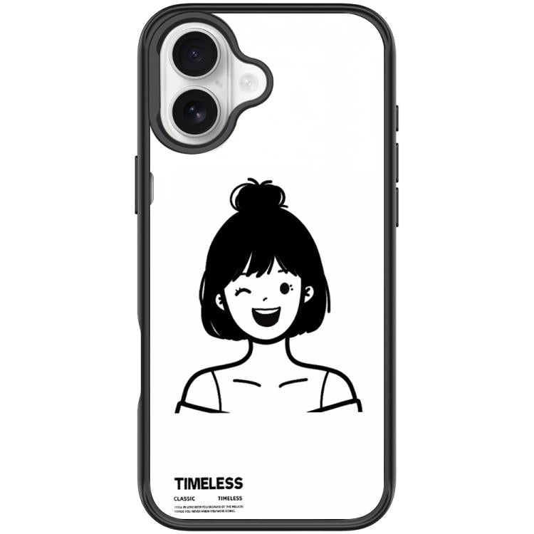 Custodia magnetica per telefono con motivo ragazza dai capelli corti in stile schizzo, For iPhone 17 Pro Max, For iPhone 17 Pro, For iPhone 17, For iPhone Air