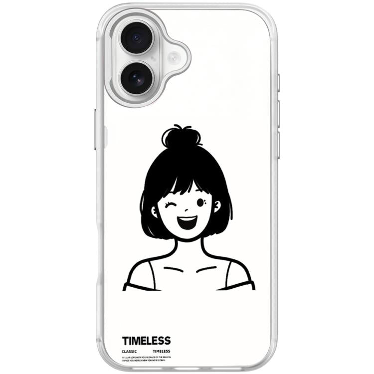 Custodia magnetica per telefono con motivo ragazza dai capelli corti in stile schizzo, For iPhone 17 Pro Max, For iPhone 17 Pro, For iPhone 17, For iPhone Air