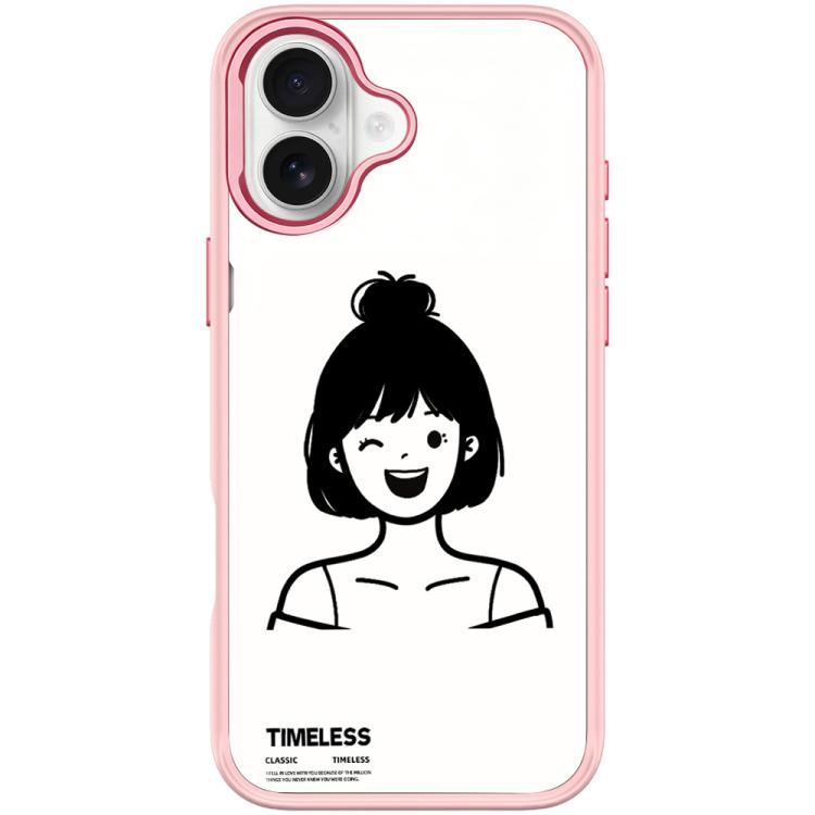 Custodia magnetica per telefono con motivo ragazza dai capelli corti in stile schizzo, For iPhone 17 Pro Max, For iPhone 17 Pro, For iPhone 17, For iPhone Air