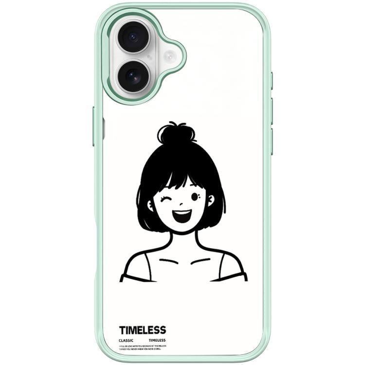 Custodia magnetica per telefono con motivo ragazza dai capelli corti in stile schizzo, For iPhone 17 Pro Max, For iPhone 17 Pro, For iPhone 17, For iPhone Air