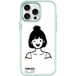 Custodia magnetica per telefono con motivo ragazza dai capelli corti in stile schizzo, For iPhone 16 Pro Max, For iPhone 16 Pro, For iPhone 15 Pro Max, For iPhone 15 Pro
