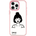 Custodia magnetica per telefono con motivo ragazza dai capelli corti in stile schizzo, For iPhone 16 Pro Max, For iPhone 16 Pro, For iPhone 15 Pro Max, For iPhone 15 Pro