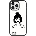 Custodia magnetica per telefono con motivo ragazza dai capelli corti in stile schizzo, For iPhone 16 Pro Max, For iPhone 16 Pro, For iPhone 15 Pro Max, For iPhone 15 Pro