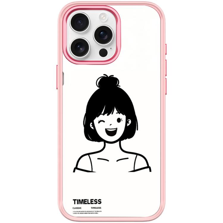 Custodia magnetica per telefono con motivo ragazza dai capelli corti in stile schizzo, For iPhone 16 Pro Max, For iPhone 16 Pro, For iPhone 15 Pro Max, For iPhone 15 Pro