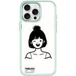 Custodia magnetica per telefono con motivo ragazza dai capelli corti in stile schizzo, For iPhone 16 Pro Max, For iPhone 16 Pro, For iPhone 15 Pro Max, For iPhone 15 Pro