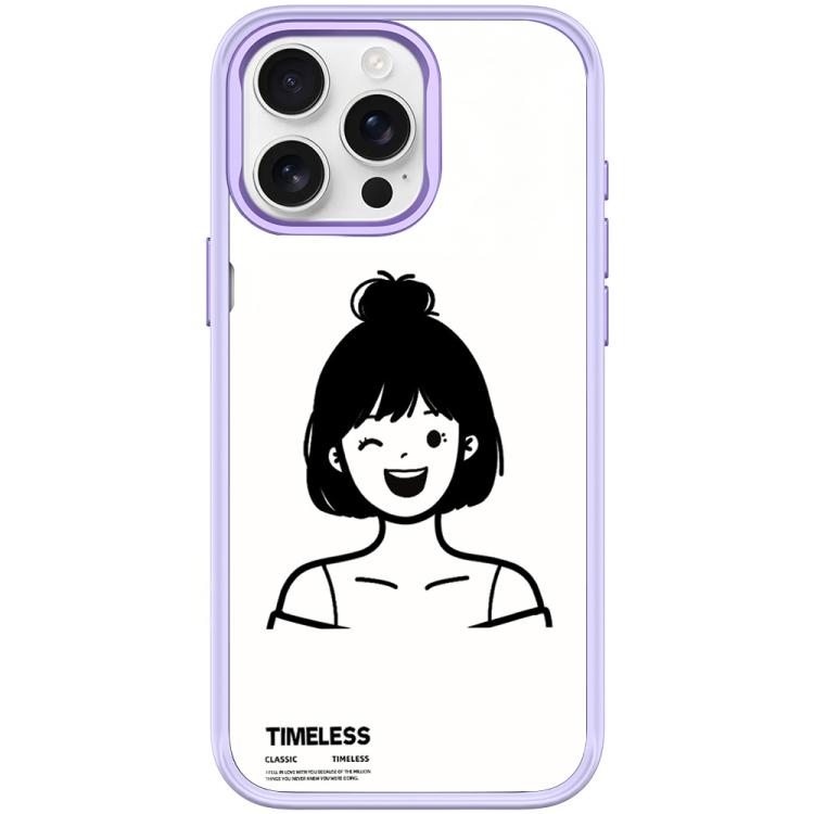 Custodia magnetica per telefono con motivo ragazza dai capelli corti in stile schizzo, For iPhone 16 Pro Max, For iPhone 16 Pro, For iPhone 15 Pro Max, For iPhone 15 Pro